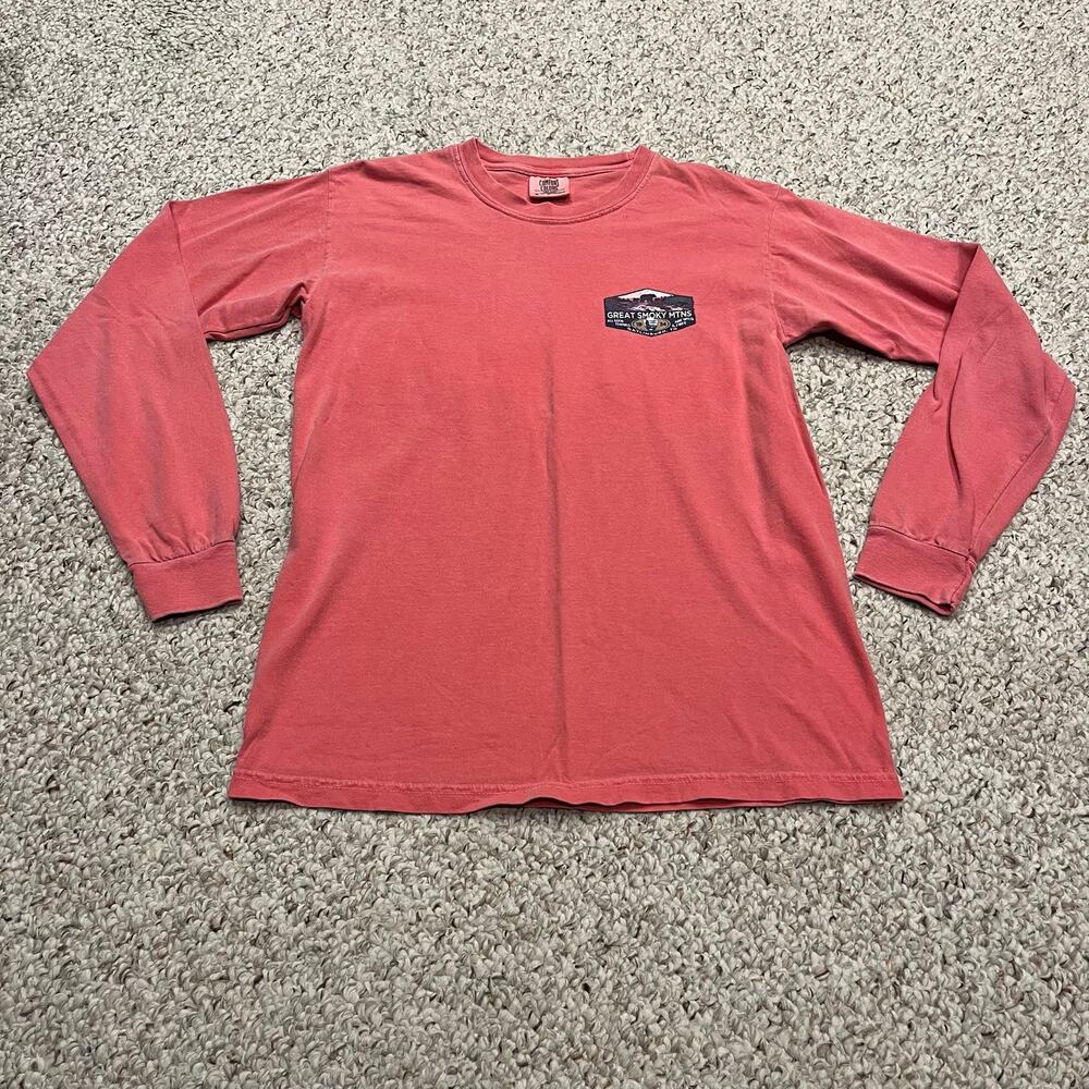 Comfort Colors Great Smoky Mountain Long Sleeve Tee S Pink Cotton Casual
